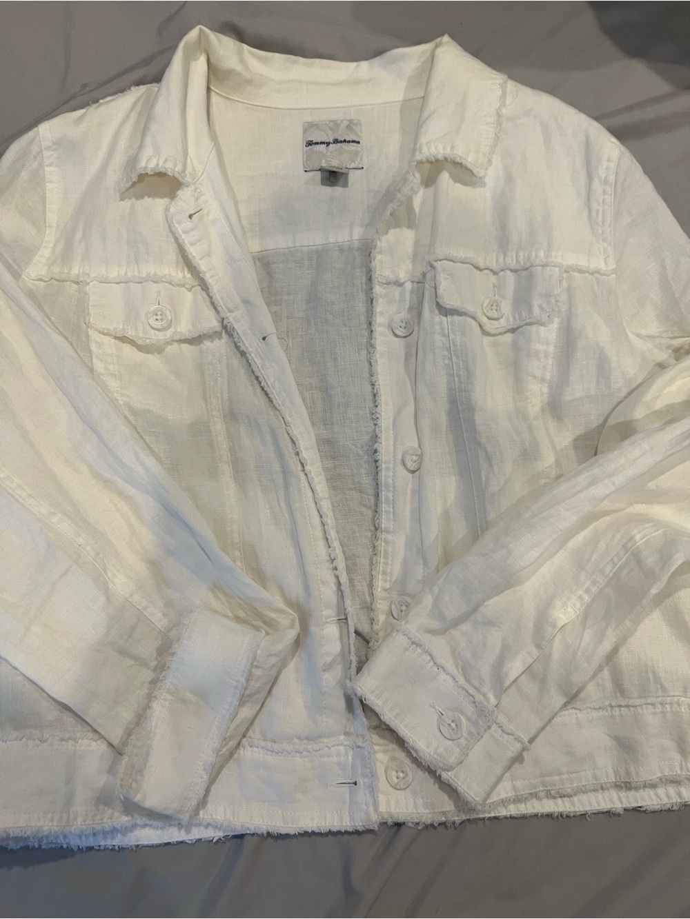 Tommy Bahama White Linen-Blend Button Jacket